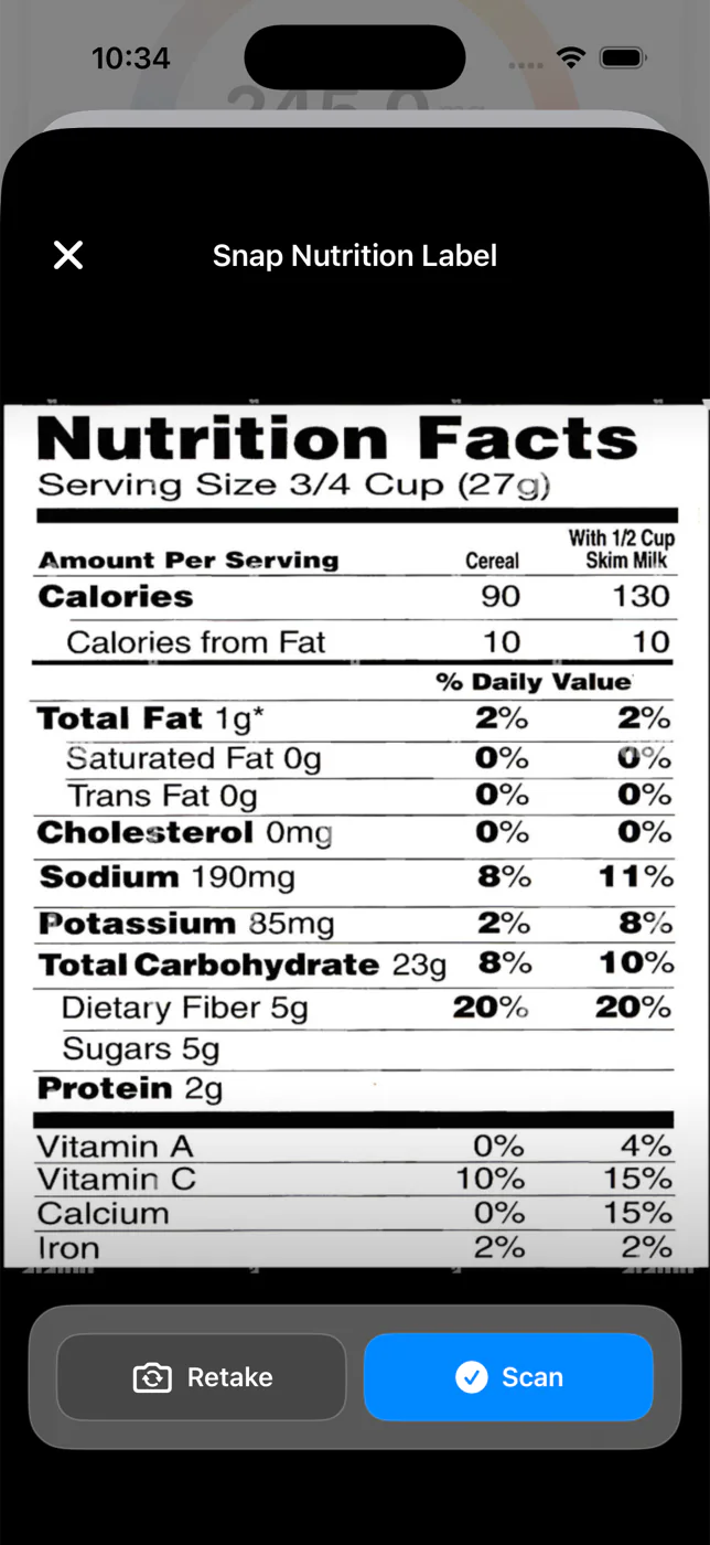 Nutrition Facts label ready to scan